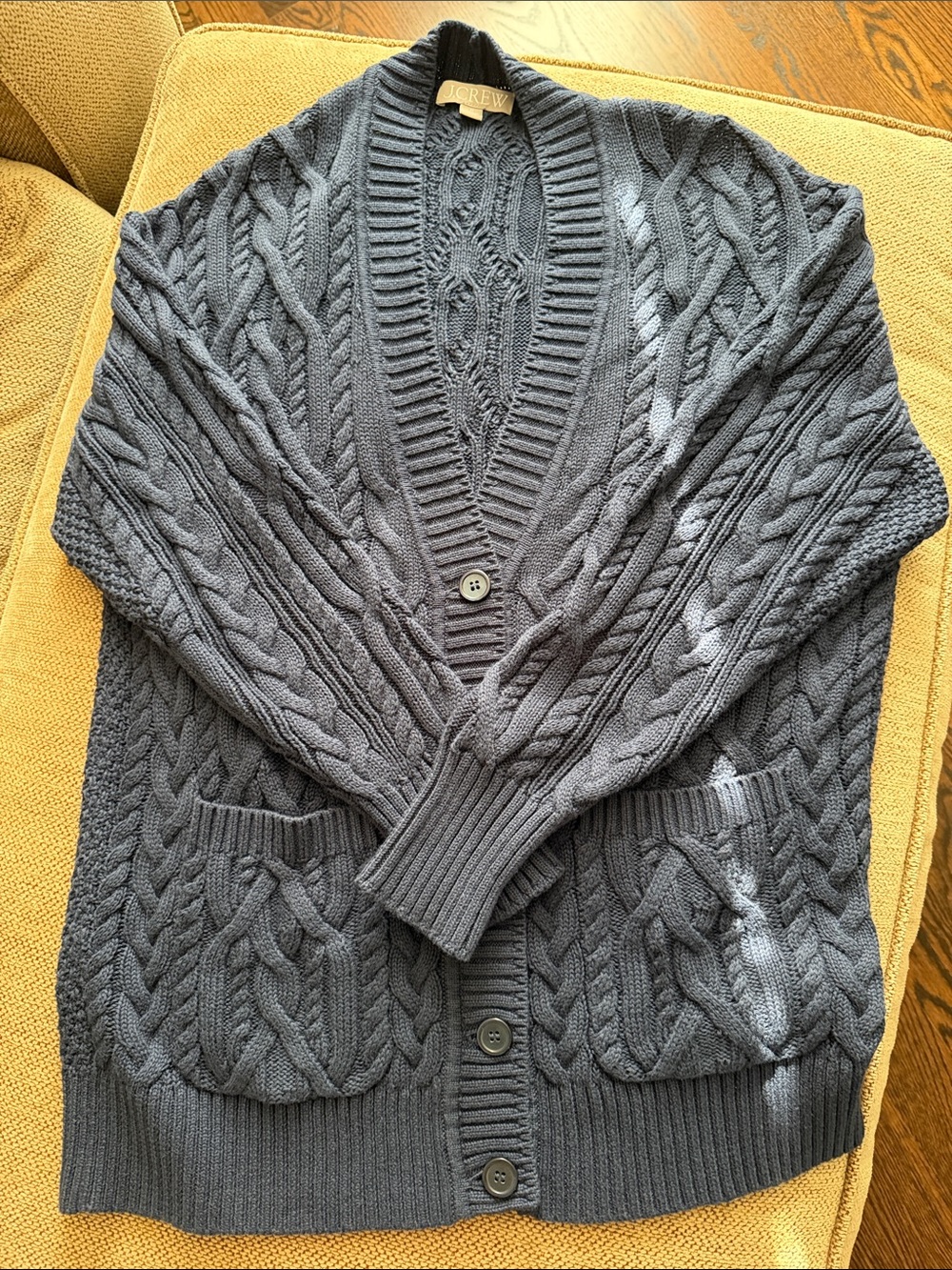 J. Crew Navy Cable-Knit V-Neck Cardigan